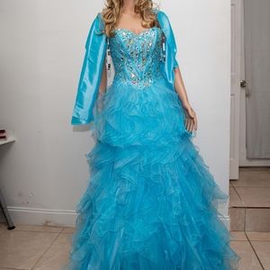 Beautiful blue prom dress.